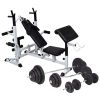 Weight Bench With Weight Rack, Barbell And Dumbbell Set 264.6 Lb