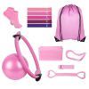 14Pcs Pilates Ring Essentials Kit For Women with Yoga Ball Arm Stretcher 5 Resistant Bands Figure 8 Resistant Band Elastic Band Non-slip Socks Yoga St