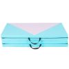4-Panel Pu Leather Folding Exercise Gym Mat With Hook And Loop Fasteners-Pink & Blue - Color: Pink & Blue
