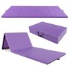 4-Panel Pu Leather Folding Exercise Mat With Carrying Handles-Purple - Color: Purple