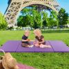 4-Panel Pu Leather Folding Exercise Mat With Carrying Handles-Purple - Color: Purple