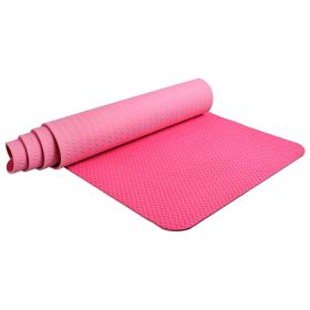 Anti-Slip Yoga Mat Lightweight 6Mm Eco-Friendly Fitness Mat With Carry Strap For Home Workout Travel Two-Color Pink 183 X 61 X 0.6Cm