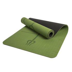 Non-Slip Yoga Mat With Alignment Marks Width 80Cm Tpe Exercise Fitness Mat For Home Workout Outdoors Travel Bamboo Green + Black 183 X 80 X 0.8Cm