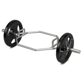 56 Inch Olympic Hexagon Deadlift Trap Bar With Folding Grips Powerlifting-Sliver