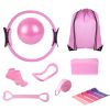 14Pcs Pilates Ring Essentials Kit For Women with Yoga Ball Arm Stretcher 5 Resistant Bands Figure 8 Resistant Band Elastic Band Non-slip Socks Yoga St