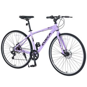 Shimano 7 Speed Hybrid Bike Aluminum Alloy Frame Double Disc Brakes 700C Road Bike For men women's City Bicycle