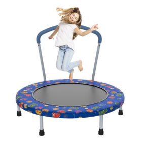 36inch Mini Trampoline For Kids Ages 1-6 Indoor Outdoor Trampoline With Handle  For Kids (Option: Blue Multi)