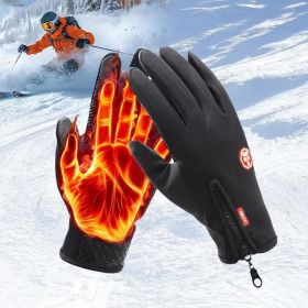 Anti-Slip Waterproof Thermal Winter Gloves For Men And Women, Windproof Cold Weather Motorcycle Riding Bicycle Cycling Hiking Gloves Touch Screen (Option: M)