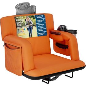 Alpcour Premium Reclining Stadium Seat For Bleachers With Back Support (Option: Orange-21Wide)