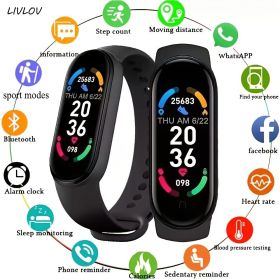 Unisex M6 Fitness Tracker; Smart Watch With Heart Rate Sleep Blood Oxygen Monitor; IP68 Waterproof Watch; Step Calorie Counter Pedometer For Andr (Color: Blue)