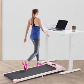 2 in 1 Under Desk Electric Treadmill 2.5HP; with Bluetooth APP and speaker; Remote Control; Display; Walking Jogging Running Machine Fitness Equi (Color: Pink)